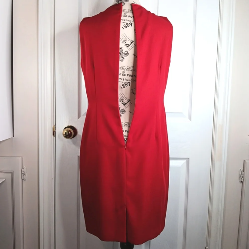 Petite Sophisticate Red Formal Midi Dress Size 8 With Bolero Jacket Wedding - Picture 14 of 16